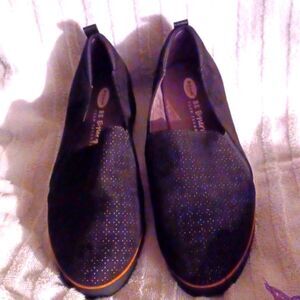 envy Black Suede Slip-On Flats with Tiny Metallic Studs